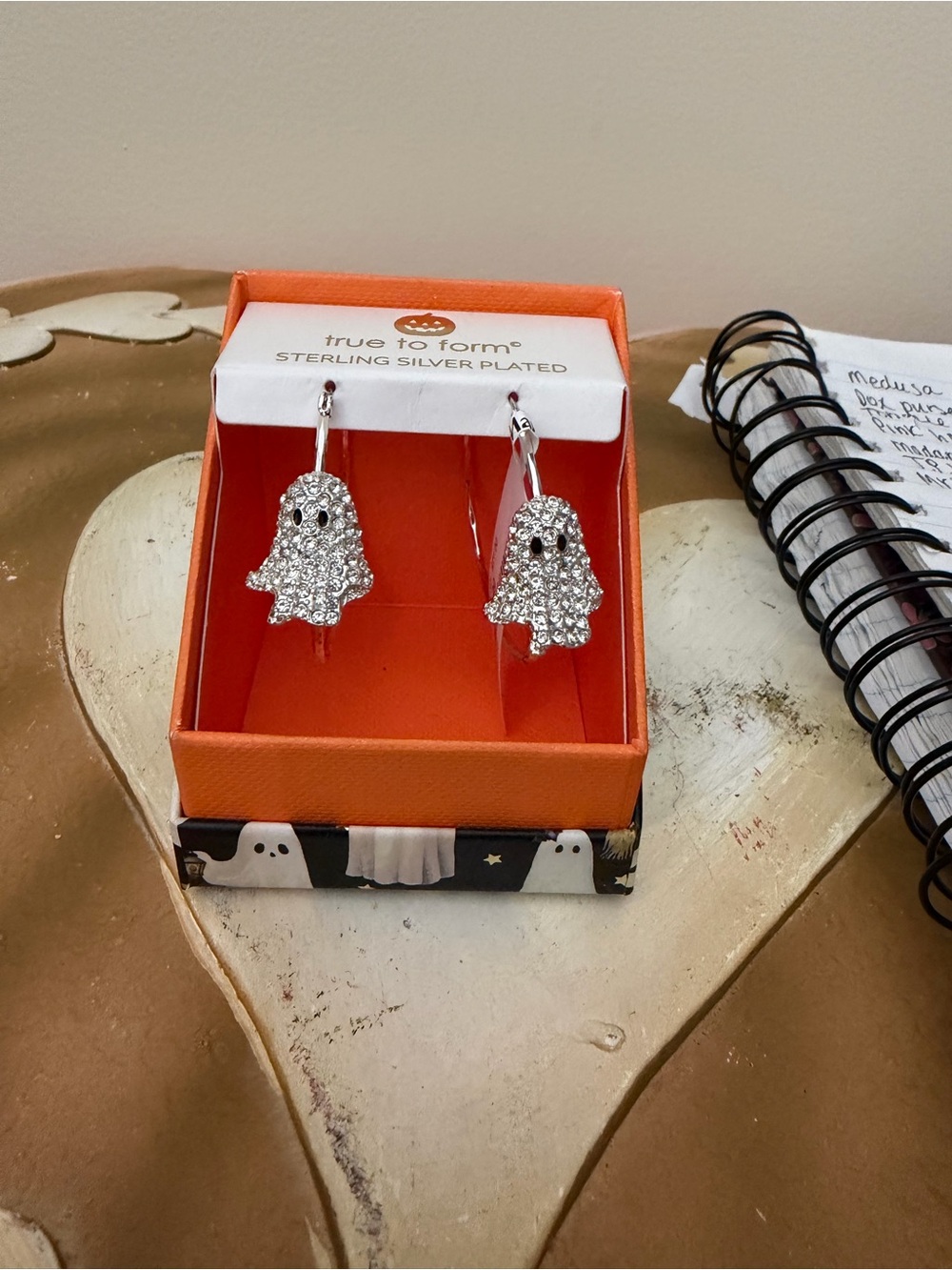 True to Form Halloween Rhinestone Ghost Hoop Earrings